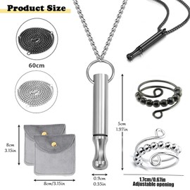 MOAZIFI V2 Smokeless Original Necklace, 2 Pieces Breathing Chain for Mindfulness, Stainless Steel Breathing Aid Against Panic Attacks, Stress Relief and Meditation, with 2 Jewellery Bags and 2
