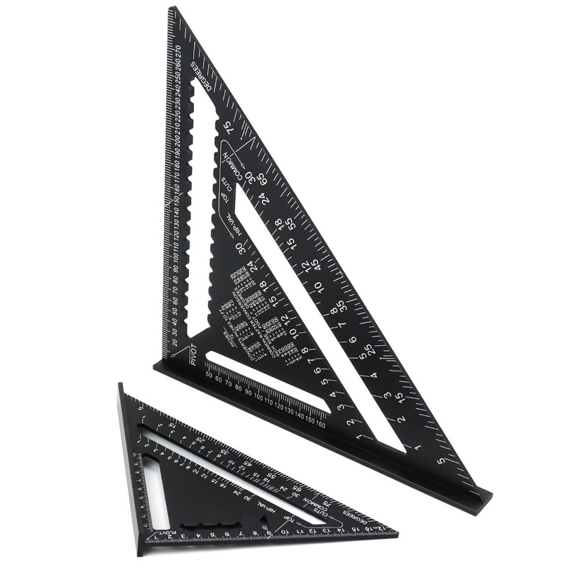 QWORK® Rafter Square Metric Speed Square 12 inch & 7