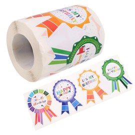 WOONEKY 1 Rolls Happy Birthday Stickers for Adults Present Labels for Cards and Envelopes Unique Design Decals for Festive Celebrations of Fun Birthday Decorations