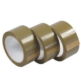 Triplast 48 mm x 66 m Heavy Duty Vinyl PVC Parcel Packing Tape - Buff Brown (Pack of 3)