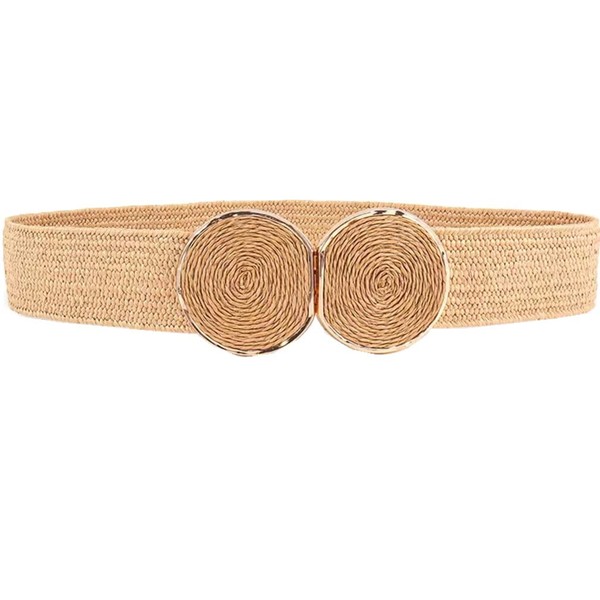 ICGSUQR Straw Woven Braided Wide Elastic Waist Belts For Dresses