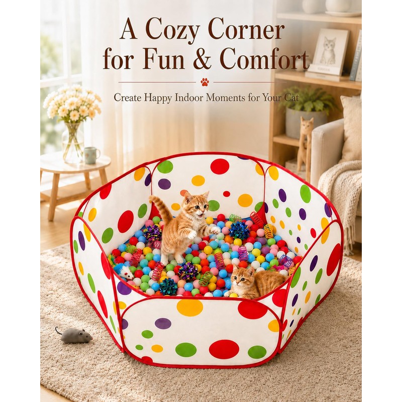 GSPIM Cat Ball Pit with 227 Pcs Interactive Cat Toys,