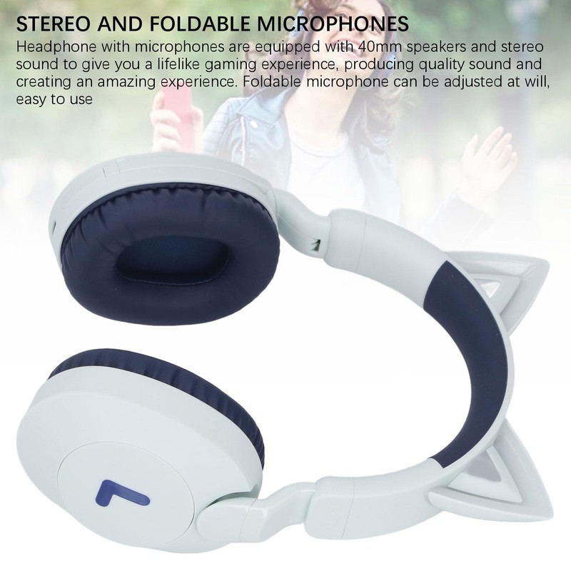 Cat Ear Wireless Headphone with Mic, Volume Control Cat Ear
