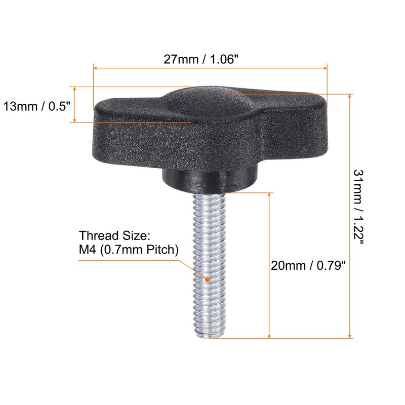 QUARKZMAN Pack of 10 Tea Wing Knobs Thumb Screws M4