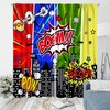Super City Curtains for Kids,olourful Polka Dot Superhero Comic Style