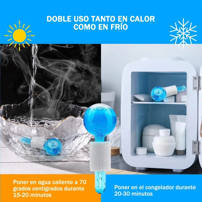 Masaje Facial Con Bola De Hielo Y Tratamiento Para Ojos