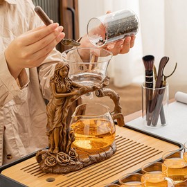 Semi Automatic Tea Set, Lazy Kungfu Tea Set, Lazy Kung Fu Drip Teapot, Magnetic Tea Pot With Magnetic Ball, Heat Resistant Gongfu Glass Teapot Set, Gift For Fathers Day, Thanksgiving Birthdays