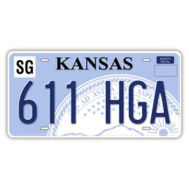 Replica License Plate of US States, Embossed Novelty Metal Number Tags, Prop Car Registration Plates, 12x6 Inches (Kansas)