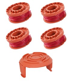 5 PCS Worx Strimmer Spool Replacement for WG151/WG163E Series/WA0004-0.065" (1.65mm) Autofeed Nylon Line, Lawn Trimmer Spool Line Replacement Accessories(4 Spools, 1 Caps)