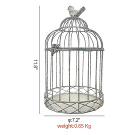 Rustic Vintage Birdcage Planter Holder Farmhouse Distressed Decor Metal Iron Round Plants Stand with Latch Lock Closure for Wedding Garden Patio Indoor Outdoor Home Table Centerpiece Decorations