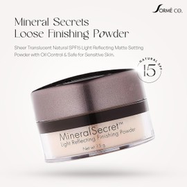 SORMÉ Micronized Mineral Secrets Loose Powder - Sheer Translucent Natural SPF15 Light Reflecting Matte Setting Powder with Oil Control & Safe for Sensitive Skin - Fragrance & Talc Free Makeup Fixer
