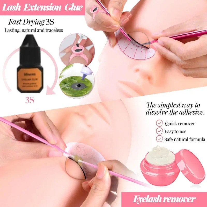 Kit Pestanas Practica Extension Pestañas 1x1 Profesional