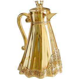 Luxury Arabic Style Insulated Thermal Coffee Carafe,34 oz,Coffee Pot,Arabian Style Vacuum Thermal Carafe Insulated Flask for Tea and Hot Cold Drink,Moving and housewarming blessings (Gold)