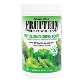 NaturesPlus FRUITEIN Revitalizing Green Foods Shake - 1.3 lbs - Plant-Based Protein (13g/Serving) - Supports Energy & Immune System - Vegetarian, Gluten Free & Non-GMO - 16 Servings