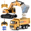 MQDMINI Remote Control Excavator and Dump Truck Toy Set -