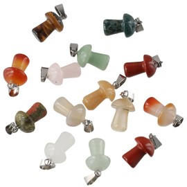 hobbyhub 20 Pcs Crystal Mushroom Natural Stone Pendants Mushroom Shaped Crystal Charms for Bracelets Necklaces Earrings Jewelry Making
