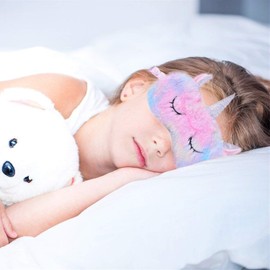 Eye Mask for Sleeping, Ulife Mall Cute 3D Unicorn Soft Fluffy Plush Sleep Mask Sleeping Mask with Silk Back, Novelty Blindfold Eyeshade Travel Eye Cover for Women Men Girls Kids - Rainbow
