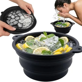 Cuenco Baño de Hielo Facial de Silicona Plegable con Bandeja de Hielo Incorporada,Hielo para la Cara para Terapia de Inmersión en Frío,Estiramiento de