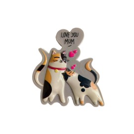 Mummy Cat and Kitten Hugging Cute Mother's Day Fridge Magnet Gift for Pet Lovers