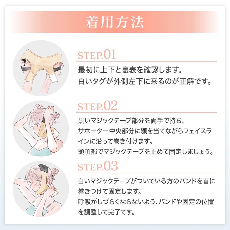 [リポサポ LipoSup] 脂肪吸引専用 圧迫フェイスサポーター 顎下・頬用｜フェイスバンド, 美容クリニック採用, 販売枚数1万枚, 着圧設計