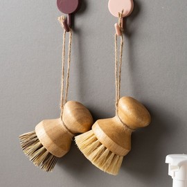 Multi-purpose Wooden Brush for Abalone & Shellfish Cleaning (Kitchen) 01 Wooden Cleaning Brush - Brown 3ea