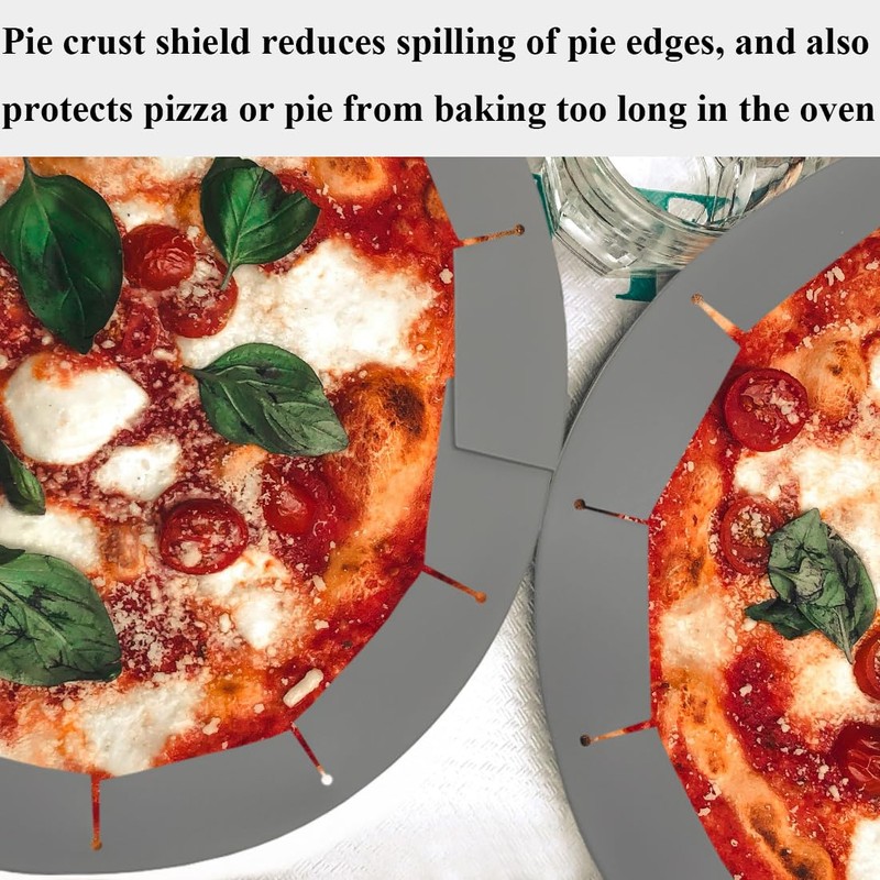 UAREBST Adjustable Pie Crust Shields, Silicone Baking Protectors, Cover Ring