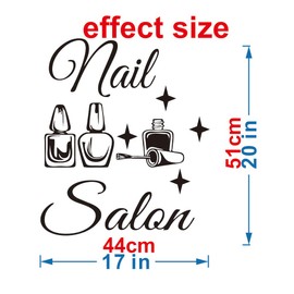 ANFRJJI Nail Salon Wall Decals Manicure Wall Stickers - PVC, Removable Stickers for Manicure, Pedicure and More. Perfect for Makeup Room Decor Effect 17"x20"(Black-JZY261-Nail Salon)