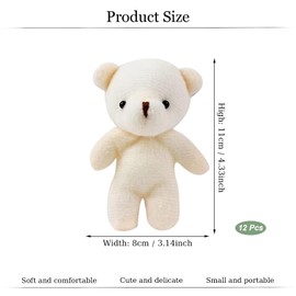 Bogoro Pack of 12 Mini Bear, Mini Bear Stuffed Bears, Mini Bears Cuddly Toy, Bear Key Ring, Small Bear Toy, for Birthday, Wedding Decorations, Christmas Party Favour Delivery