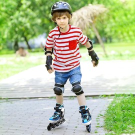 ECOO Adjustable Inline Skates Boys and Girls with Light up Wheels，Roller Skates for Kids Ages 4-12, Teen Skates for Beginner Outdoor and Indoor (Blue, XLarge-Youth & Adult（6-9 US）)