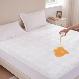 100% Waterproof Twin XL Size Mattress Protector, Antistatic Anti-Wrinkle Cooling Mattress Pad, 3D Air Fabric Noiseless Bed Bug Cover Machine Washable 8"-21" Deep Pocket, White