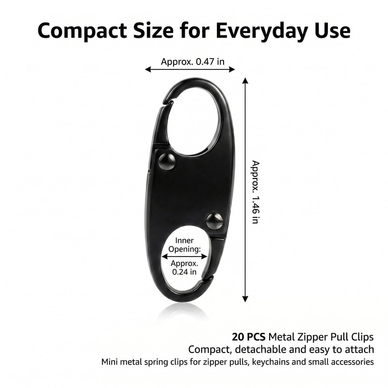 20 Pack Mini Double Opening Carabiner Clips, Small Zipper Pull
