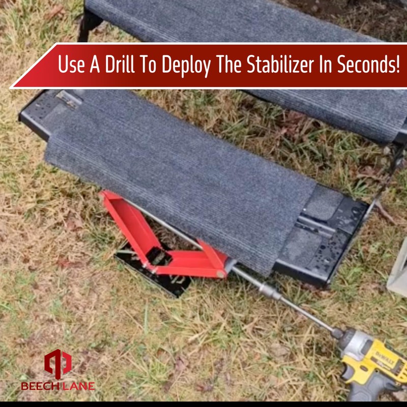 Beech Lane RV Step Stabilizer, Easy Drill Operated Deployment, Reduce