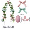 Easter Garland, 6 FT Artificial Green Leaf Vine with Pink