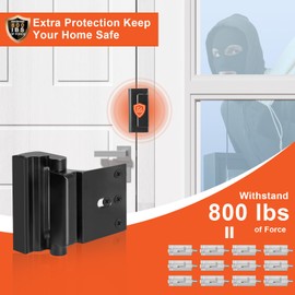 KOVOSCH 4 Pack Home Security Door Lock Reinforcement, Childproof Door Reinforcement Lock Withstand 800 lbs for Inward Swinging Door, Door Security Lock to Prevent Unauthorized Entry, Black