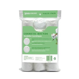 TL Care Redondas de algodón (300 unidades) con recipiente de viaje, sin pelusas, ultra suaves y absorbentes, almohadillas de algodón de 3 capas para e