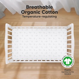 2-Pack Organic Cot Sheets for Boys, Girls - Jersey Fitted Cot Sheet, Baby Cot Sheets Neutral, Cot Mattress Sheet, Cotton Cot Sheets, Soft Baby Sheets for Cot, Unisex Cot Fitted Sheets (Bunnies)