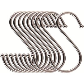 DOETYD 10pcs S Hooks, S Shaped Hanging Hooks，Stainless Steel Hooks for Kitchen Utensils, Pans, Office Supplies, Hooks for Kitchen, Bathroom, Bedroom, Living Room and Office(3.93 inches,Silver)