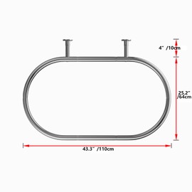 Sikaiqi Aluminum Alloy Oval Shower Curtain Rod Hoop Square Shape Bathroom Rod for Clawfoot Tub Free Standing Tubs (Silver: L 43.3, W 25")