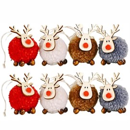 HERZONE 8 Pieces Christmas Tree Elk Pendants Christmas Pendant Decoration Felt Elk Christmas Decoration Decoration for Christmas Tree, Holiday, Party Decoration (Colourful Elk B)