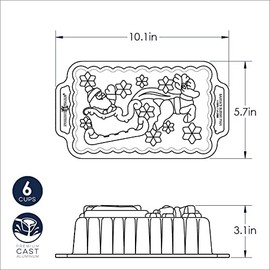 Nordicware 90848 Molde Panqueque Trineo con Santa, Aluminio, 1.4 L