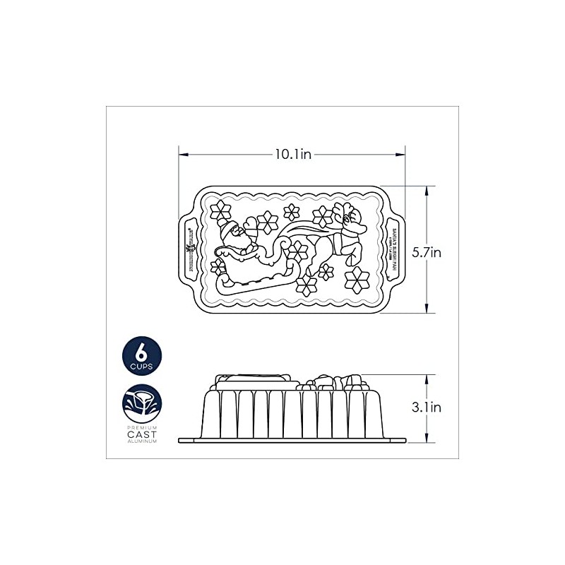Nordicware 90848 Molde Panqueque Trineo con Santa, Aluminio, 1.4 L