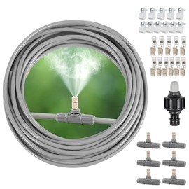 GILBEST Misting Cooling System, Outdoor Misting System for Patio, 40 FT Misting Line Plastic Adapter, Outdoor Mister System for Patio, Garden, Trampoline, Greenhouse