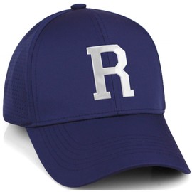 Daxton Performance Cool Tech Baseball Hat - Navy Cap, Silver Logo Letter R