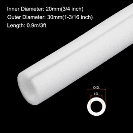 Rebower 4pcs Pipe Insulation Foam Tube 20x30mm 3ft Heat Preservation Foam Pipes [for Copper Water Pipe Freeze Protection] - White