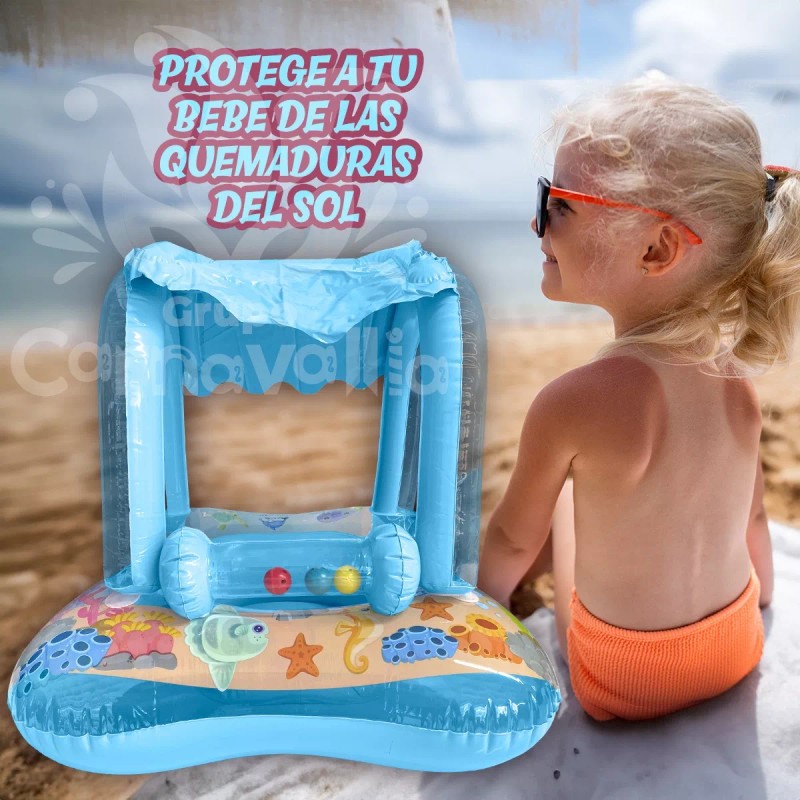 Grupo Carnavallia Salvavidas Inflable Infantil Azul Con Techo Para Bebé
