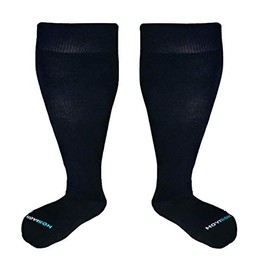 HOYISOX Plus Size Compression Socks 20-30 mmHg for Men and Women, Wide Calf Extra Large, Comfortable Cotton (Black, Large)