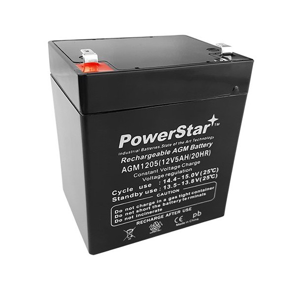 PowerStar-12 Volt 5 Ah Alarm Battery (12v5ah, 12 V 5 Amp Hour, 12v 5ah)