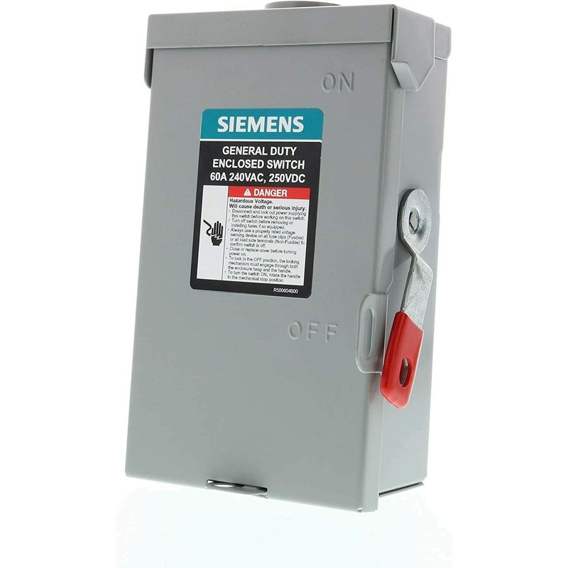 SIEMENS 2P 60A 240V General Duty Safety Switch Outdoor, Fusible