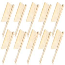 Ptwola 10PCS Wooden Dust Brush Hand Broom Bench with Long Wood Handle Soft Bristle Outdoor Household Cleaning Whisk Broom Brushes for Furniture Counter Car Bed Sofa Fireplace Couch Benches Clothes