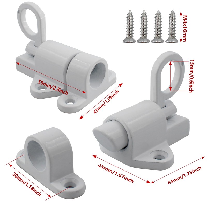 bociloy Aluminum Alloy Self-Closing Latches, White Automatic Spring Door Lock,